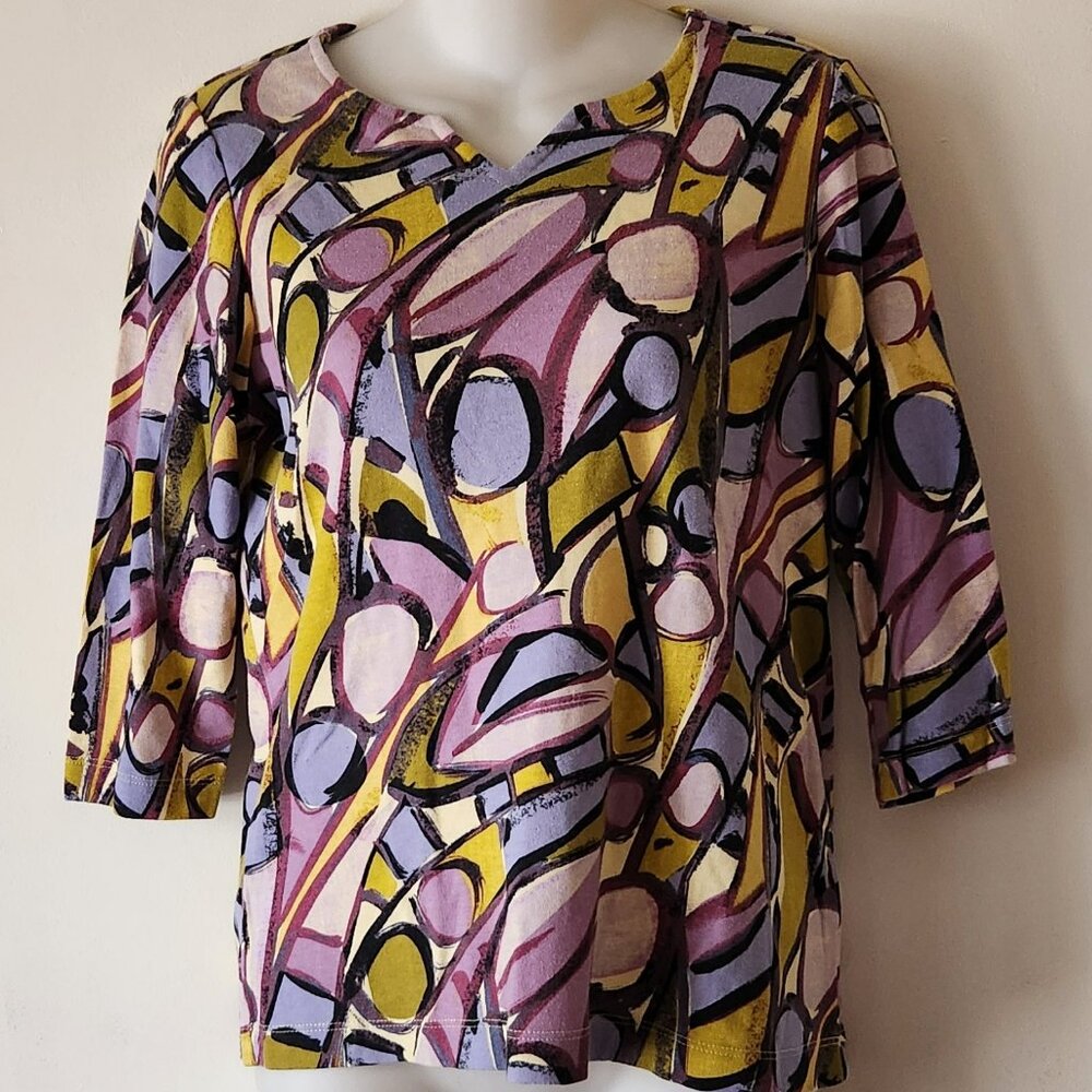 Rebecca Malone top sz PL multicolor circle graphic print GUC